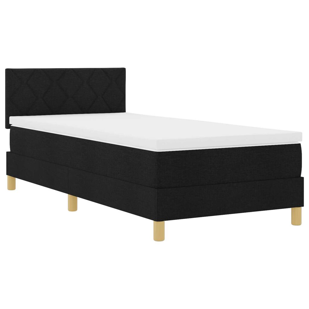 vidaXL Κρεβάτι με ελατήρια με στρώμα Μαύρο 90 x 190 cm ύφασμα