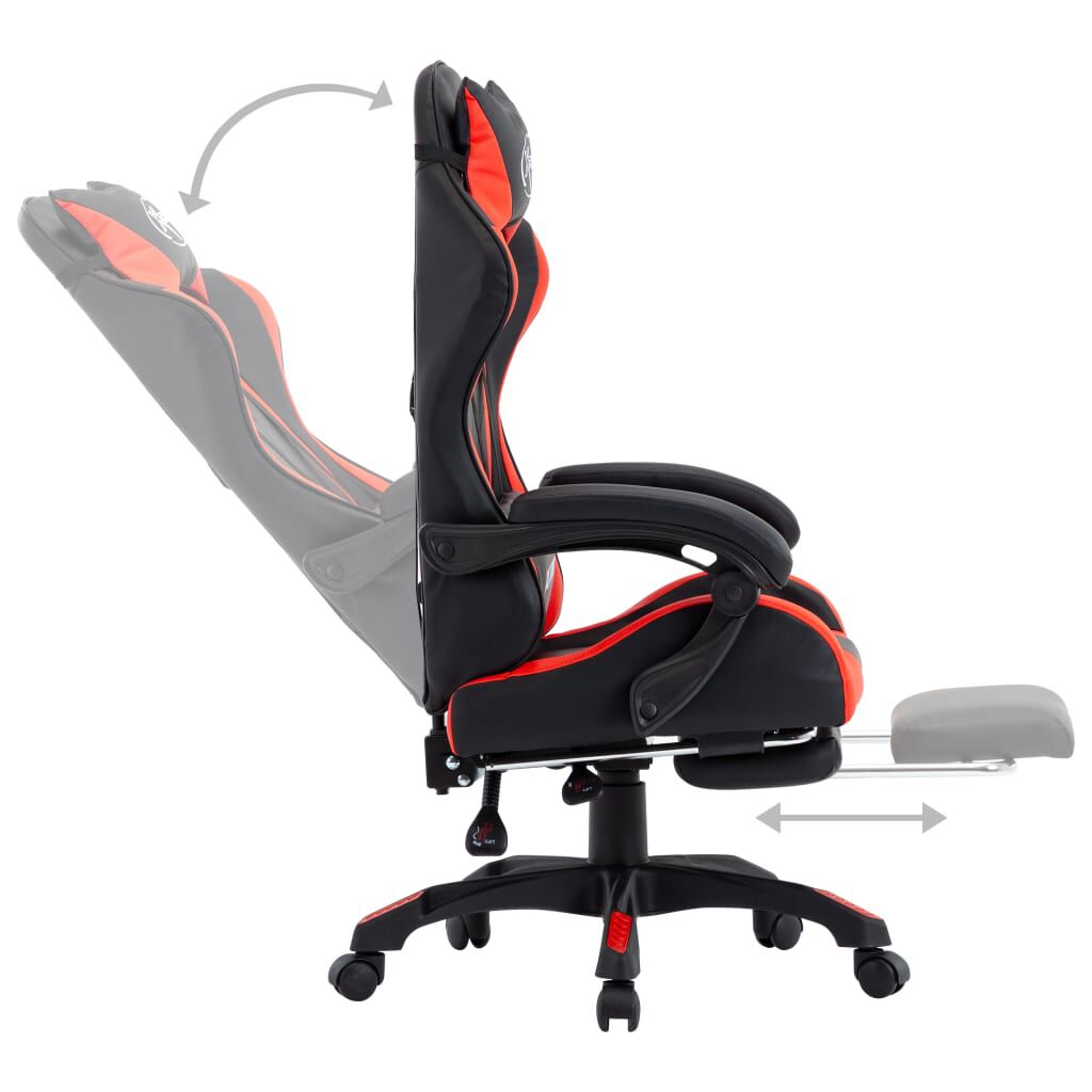 vidaXL Καρέκλα Racing με Υποπόδιο Κόκκινη/Μαύρη από Συνθετικό Δέρμα