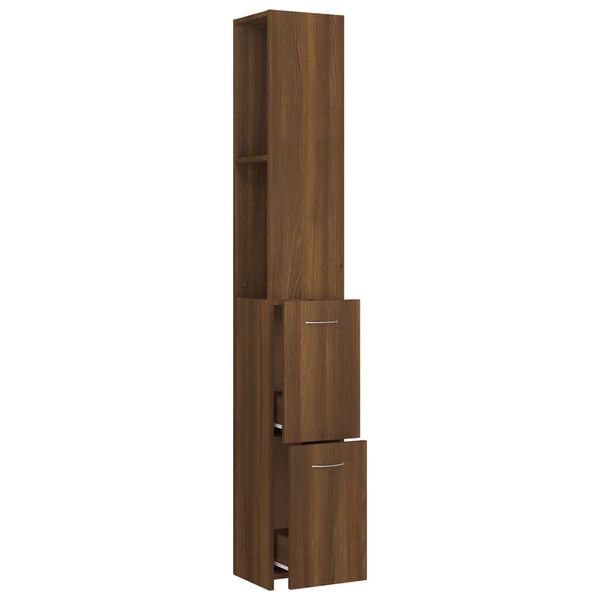 vidaXL Ντουλάπι Μπάνιου Καφέ Δρυς 25x26,5x170 εκ. Επεξεργασμένο Ξύλο