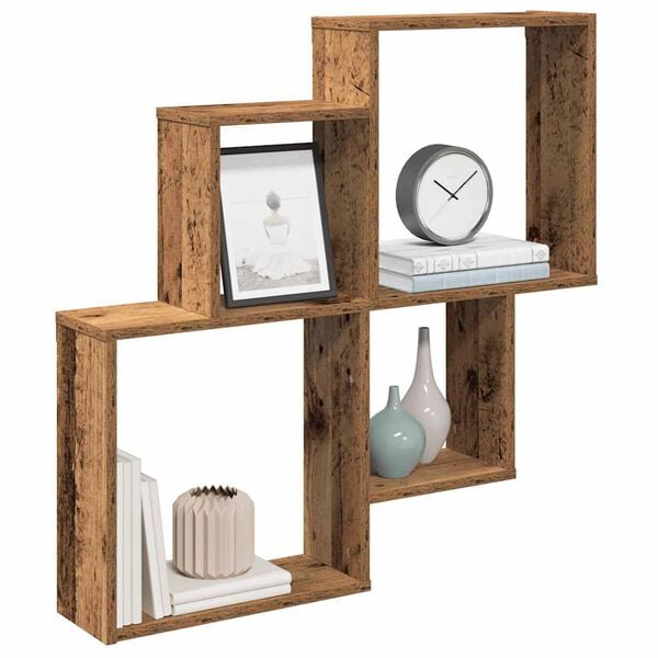 vidaXL Ράφι τοίχου Παλιό ξύλο 80x15x78,5 cm Κατασκευασμένο ξύλο