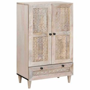 vidaXL Highboard με συρτάρι Λευκό 60 x 33 x 100 εκ. Μασίφ ξύλο μάνγκο
