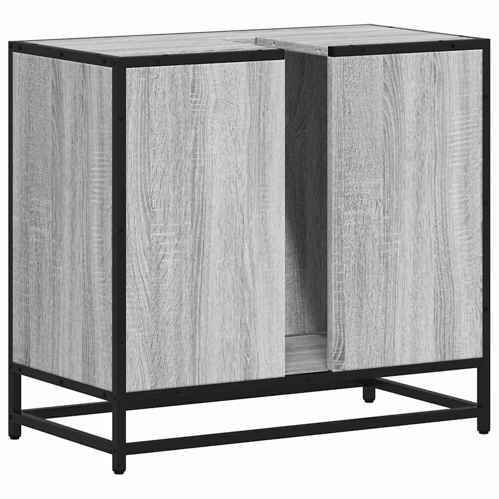 vidaXL Ντουλάπι νιπτήρα μπάνιου γκρι Sonoma 65x33x60 cm