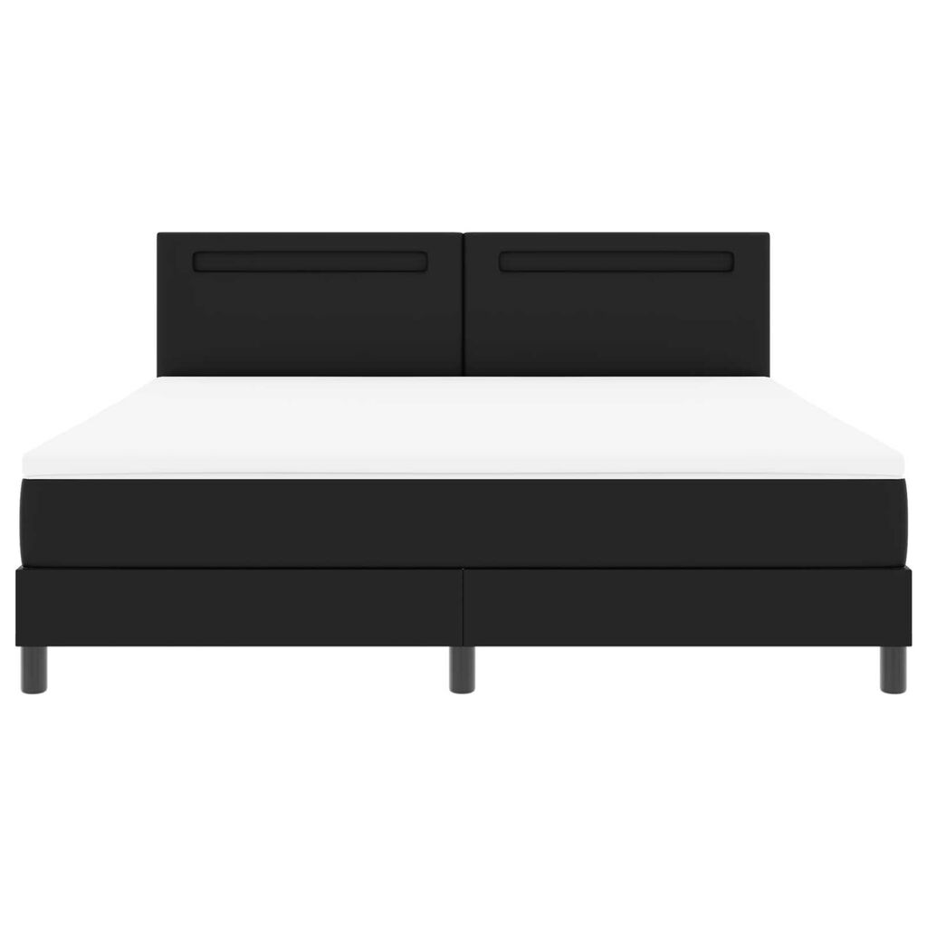 vidaXL Κρεβάτι Box Spring με Στρώμα σε Μαύρο, Σούπερ Κινγκ Μέγεθος, Τεχνητό Δέρμα