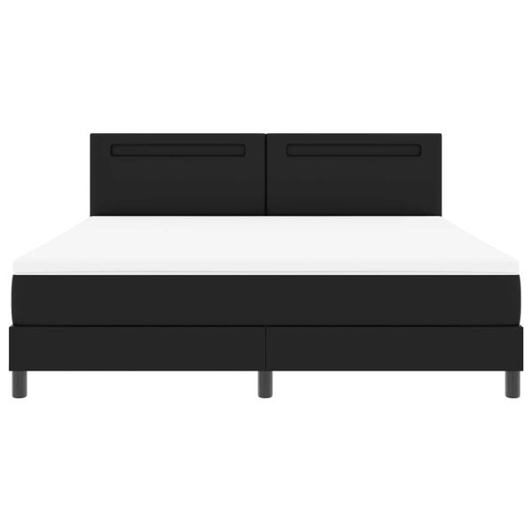 vidaXL Κρεβάτι Box Spring με Στρώμα σε Μαύρο, Σούπερ Κινγκ Μέγεθος, Τεχνητό Δέρμα