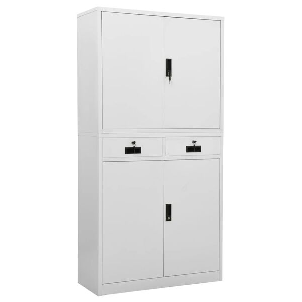 vidaXL Ντουλάπα Γραφείου Ανοιχτό Γκρι 90 x 40 x 180 εκ. Ατσάλινη