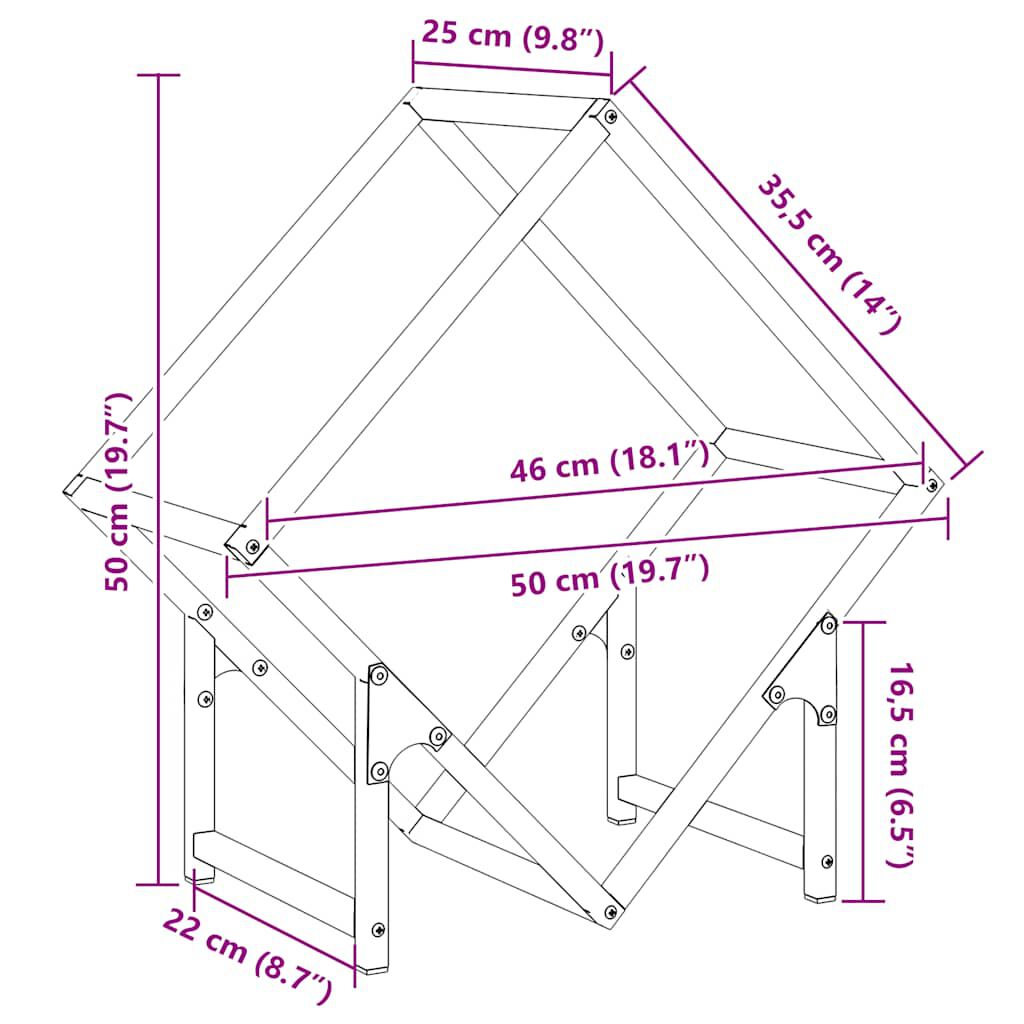 vidaXL Ράφι για καυσόξυλα Λευκό 50x25x50 εκ. Ατσάλι ψυχρής έλασης