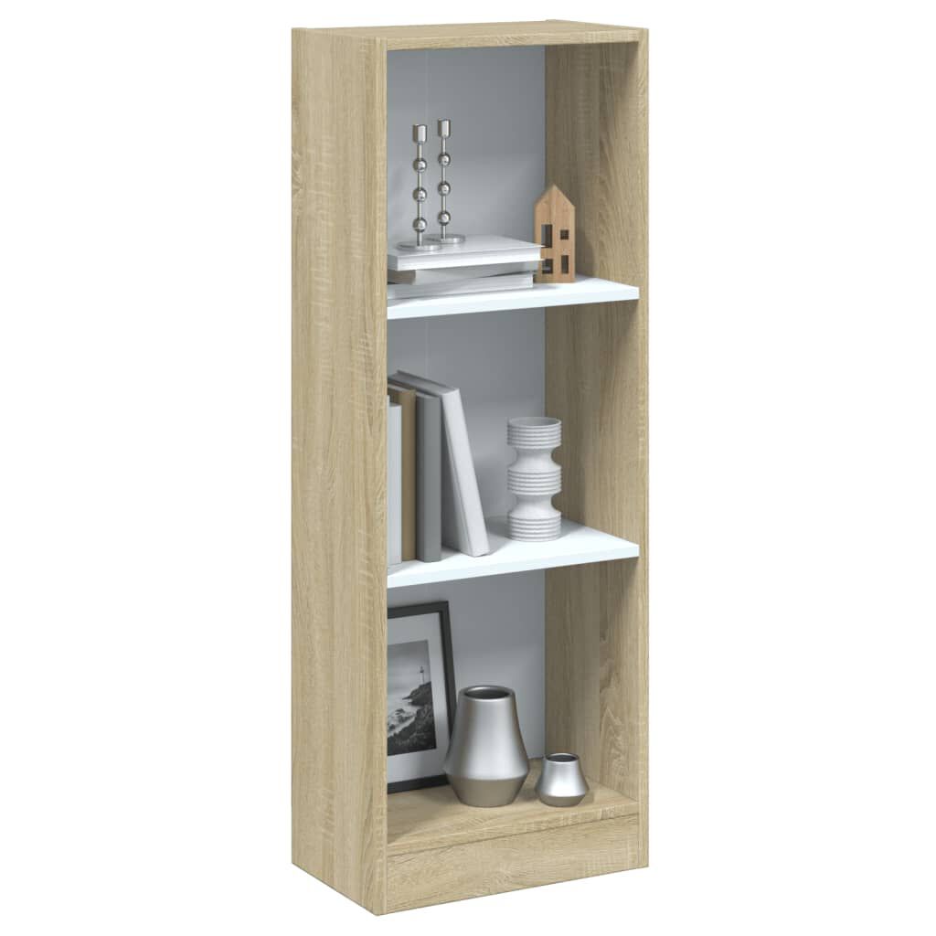 vidaXL Βιβλιοθήκη με 3 Ράφια Λευκό/Sonoma 40x24x109 εκ. Επεξεργ. Ξύλο