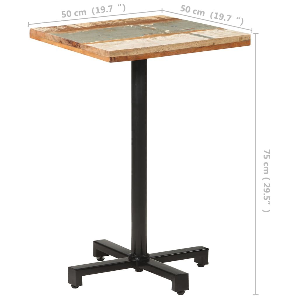 vidaXL Τραπέζι Bistro Τετράγωνο 50x50x75 εκ. Μασίφ Ανακυκλωμένο Ξύλο