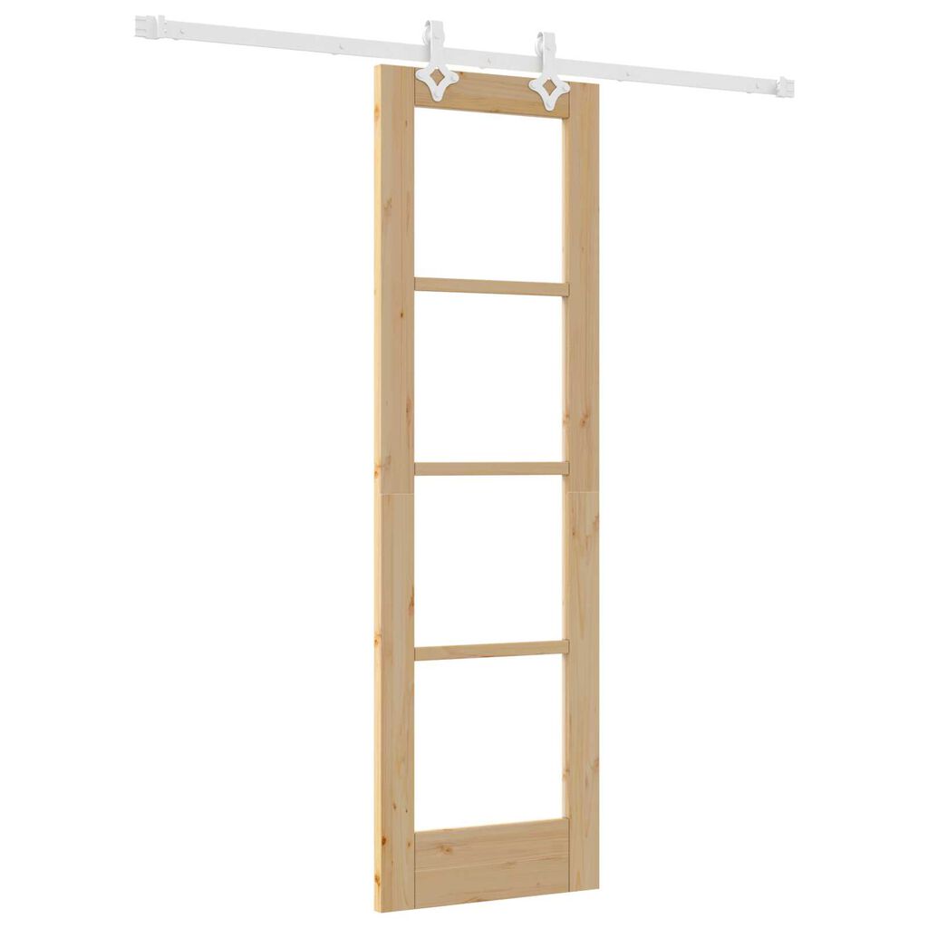 vidaXL Συρόμενη Πόρτα Καφέ 61 x 198.5 εκ. Ξύλο και μέταλλο