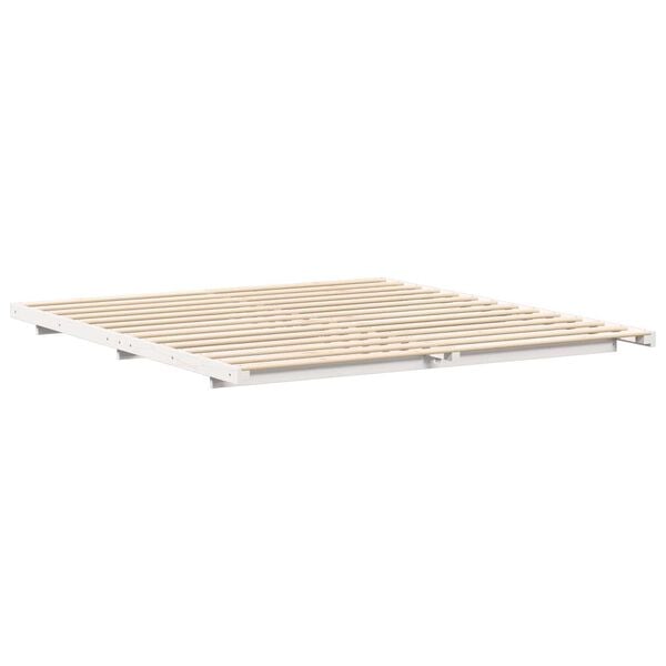vidaXL Κρεβάτι δαπέδου Λευκό 200 x 210 cm Μασίφ ξύλο πεύκου