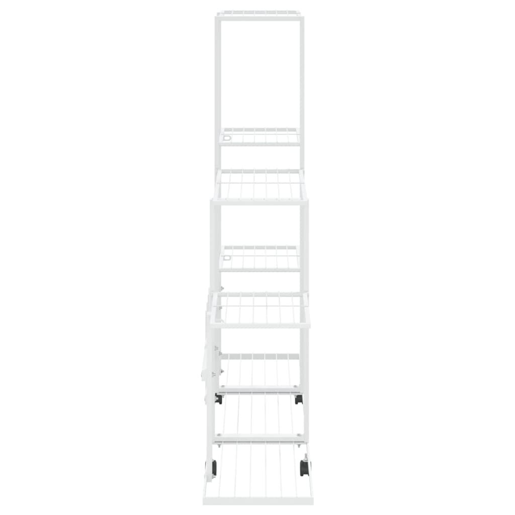vidaXL Ανθοστήλη με Ρόδες Λευκή 94,5 x 25 x 92,5 εκ. Μεταλλική