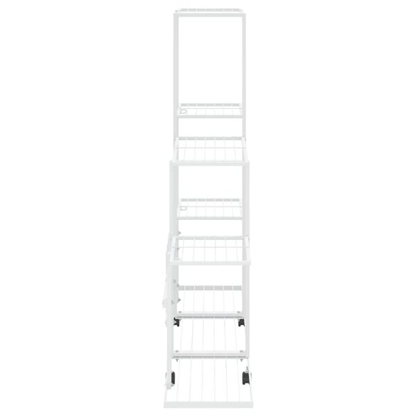 vidaXL Ανθοστήλη με Ρόδες Λευκή 94,5 x 25 x 92,5 εκ. Μεταλλική