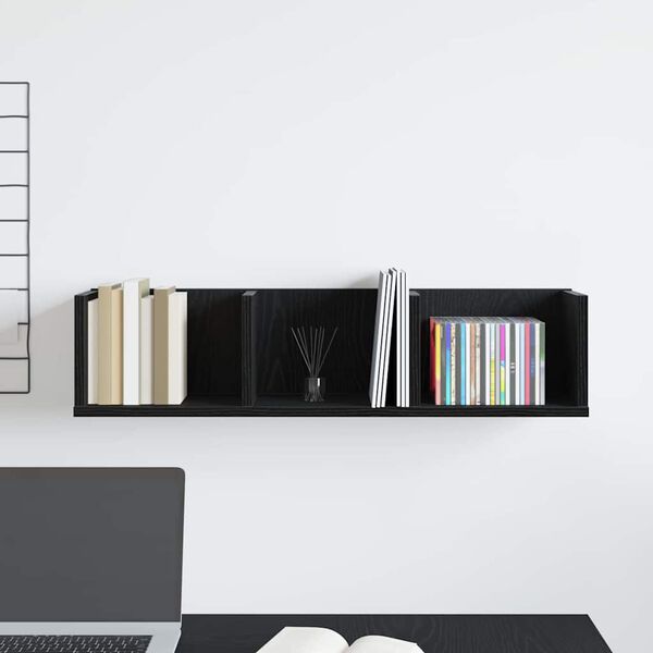 vidaXL Ράφι Τοίχου Μαύρη Οξυά 75 x 18 x 18 εκ. Επεξεργασμένο ξύλο