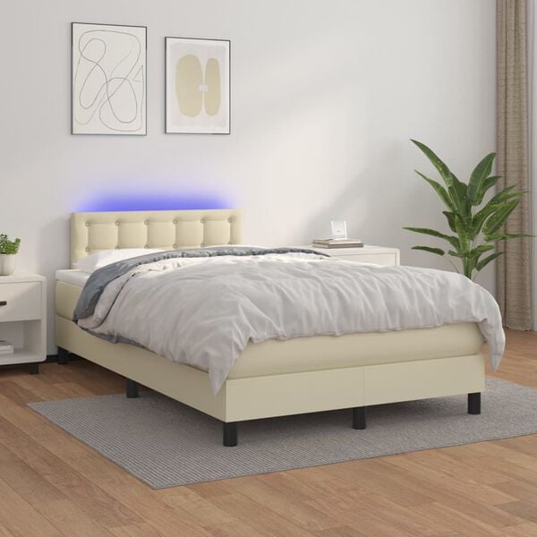 vidaXL &Kappa;&rho;&epsilon;&beta;ά&tau;&iota; Boxspring &mu;&epsilon; &Sigma;&tau;&rho;ώ&mu;&alpha; & LED &Kappa;&rho;&epsilon;&mu; 120x200 &epsilon;&kappa;. &Sigma;&upsilon;&nu;&theta;. &Delta;έ&rho;&mu;&alpha;