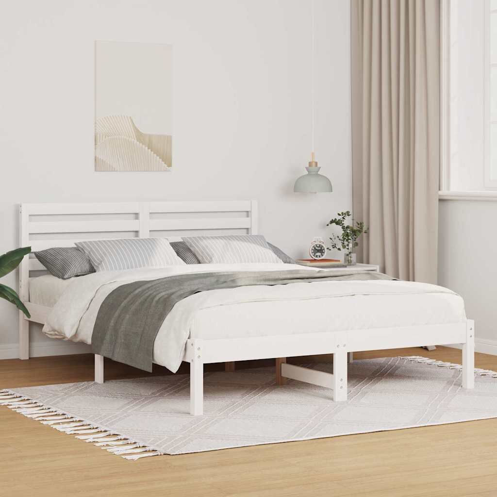 vidaXL Σκελετός Κρεβατιού Λευκό 120 x 200 cm Μασίφ ξύλο πεύκου