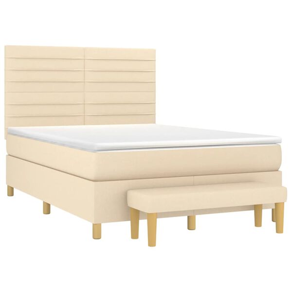 vidaXL &Kappa;&rho;&epsilon;&beta;ά&tau;&iota; Boxspring &mu;&epsilon; &Sigma;&tau;&rho;ώ&mu;&alpha; &Kappa;&rho;&epsilon;&mu; 140x200 &epsilon;&kappa;. &Upsilon;&phi;&alpha;&sigma;&mu;ά&tau;&iota;&nu;&omicron;
