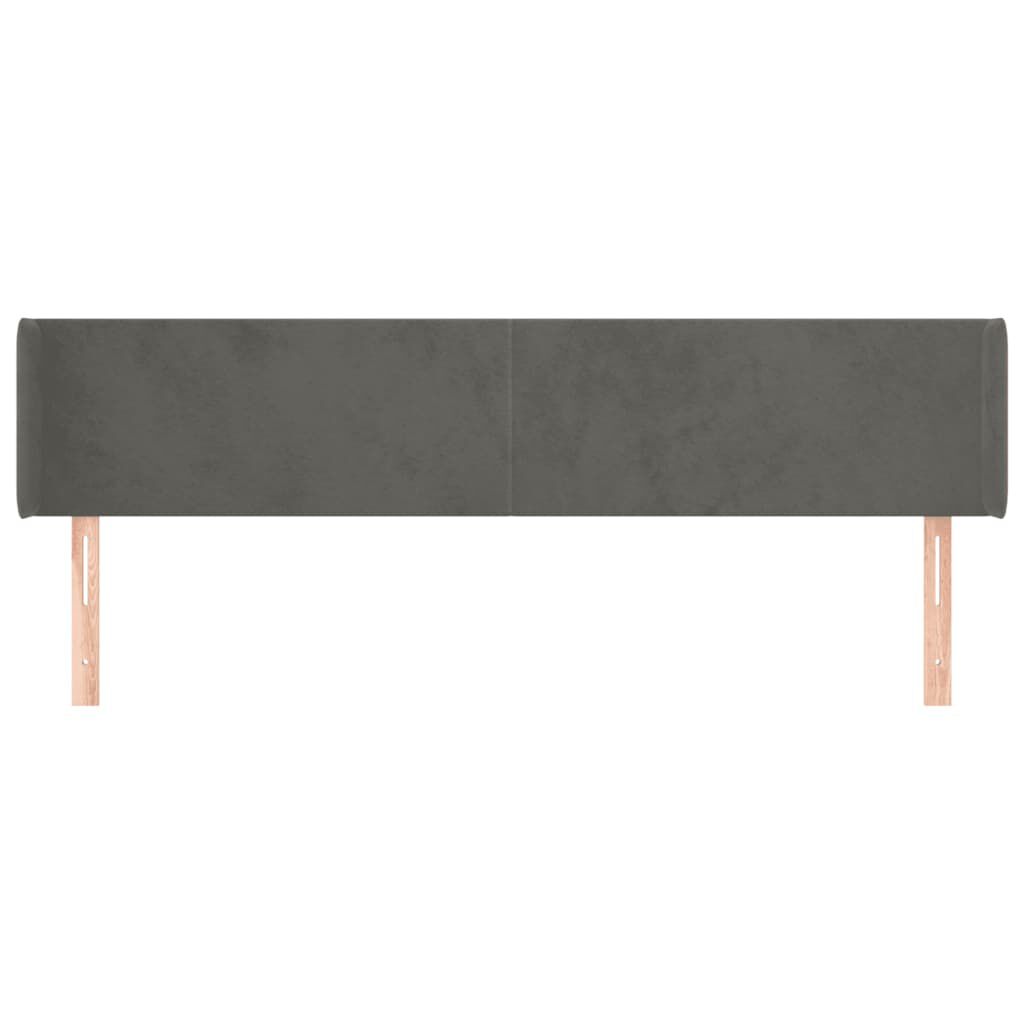 vidaXL Κεφαλάρι με Πτερύγια Σκούρο Γκρι 183x16x78/88 εκ. Βελούδινο