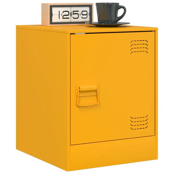 vidaXL Κομοδίνο Μουσταρδί 34,5 x 39 x 44 εκ. από Χάλυβα