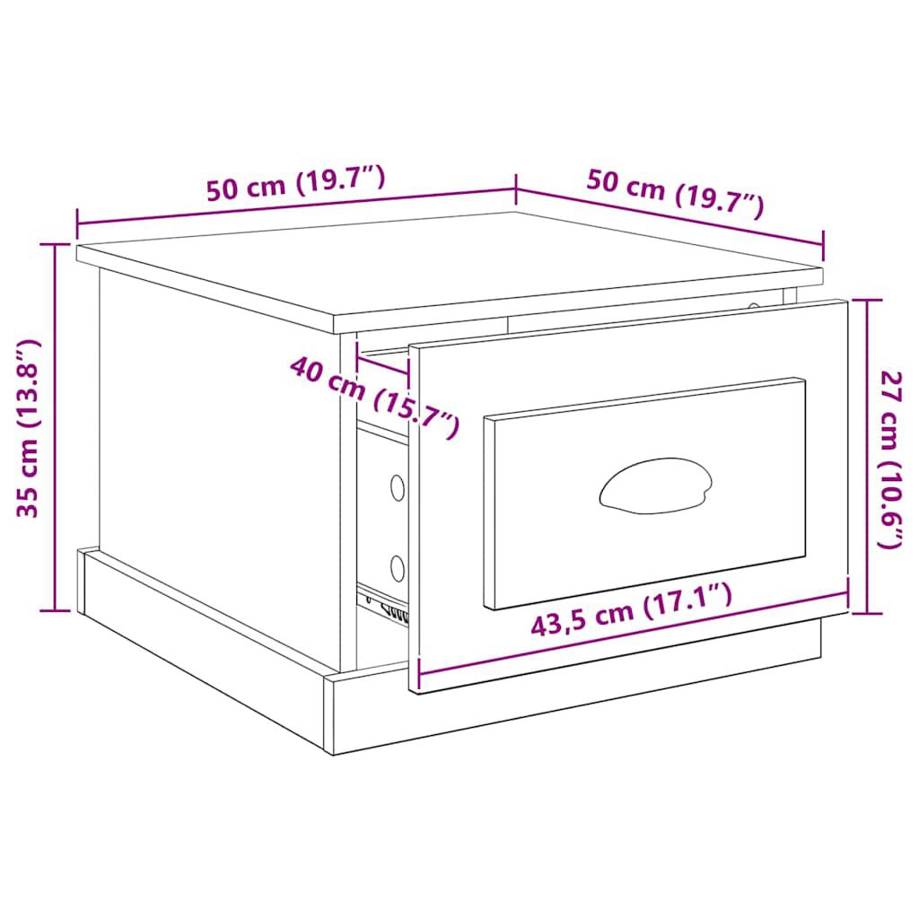vidaXL Τραπεζάκι σαλονιού with Drawer Μαύρη δρυς 50 x 50 x 35 cm