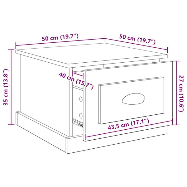 vidaXL Τραπεζάκι σαλονιού with Drawer Μαύρη δρυς 50 x 50 x 35 cm