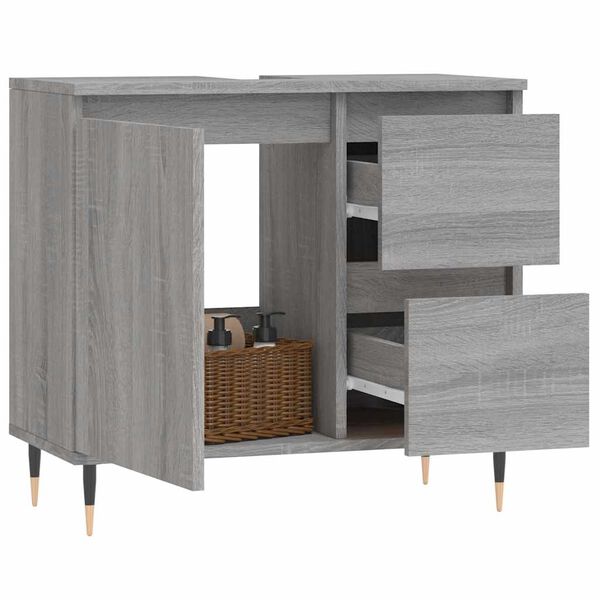 vidaXL Ντουλάπι Μπάνιου Γκρι Sonoma 65x33x60 εκ. Επεξεργασμένο Ξύλο