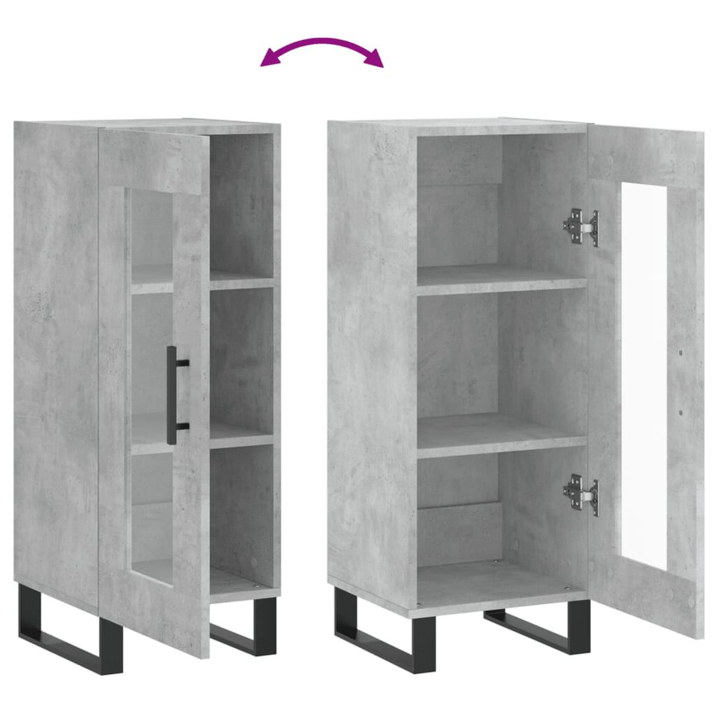 vidaXL Ντουλάπι Γκρι Σκυροδέματος 34,5x34x90 εκ. Επεξεργασμένο Ξύλο