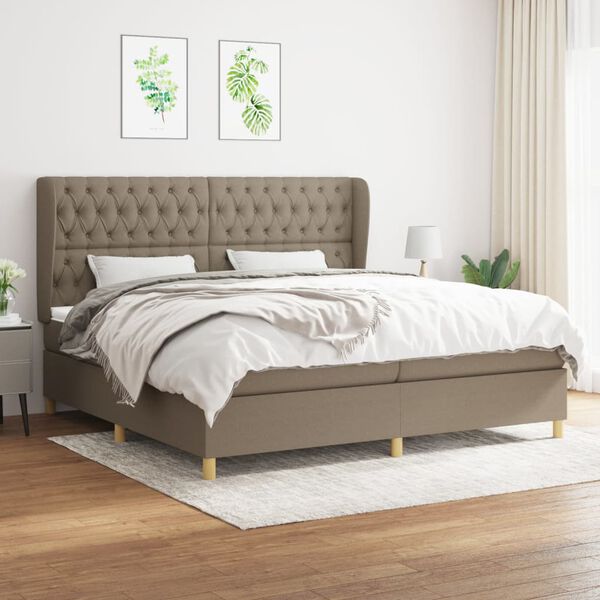 vidaXL &Kappa;&rho;&epsilon;&beta;ά&tau;&iota; Boxspring &mu;&epsilon; &Sigma;&tau;&rho;ώ&mu;&alpha; Taupe 200x200 &epsilon;&kappa;. &Upsilon;&phi;&alpha;&sigma;&mu;ά&tau;&iota;&nu;&omicron;