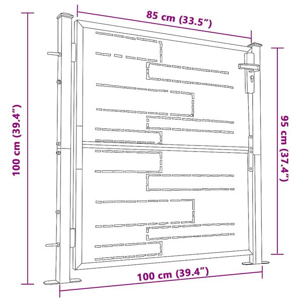 vidaXL Πόρτα Περίφραξης Κήπου 100 x 100 εκ. από Ανοξείδωτο Ατσάλι