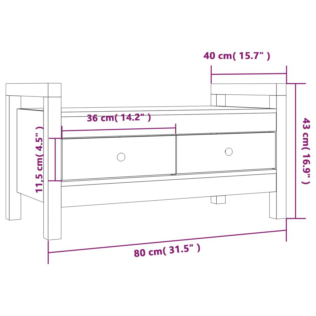 vidaXL Παγκάκι Χολ 80 x 40 x 43 εκ. από Μασίφ Ξύλο Πεύκου