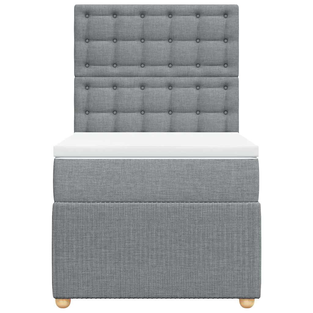 vidaXL Κρεβάτι Boxspring με Στρώμα Ανοιχτό Γκρι 90x190 εκ. Υφασμάτινο