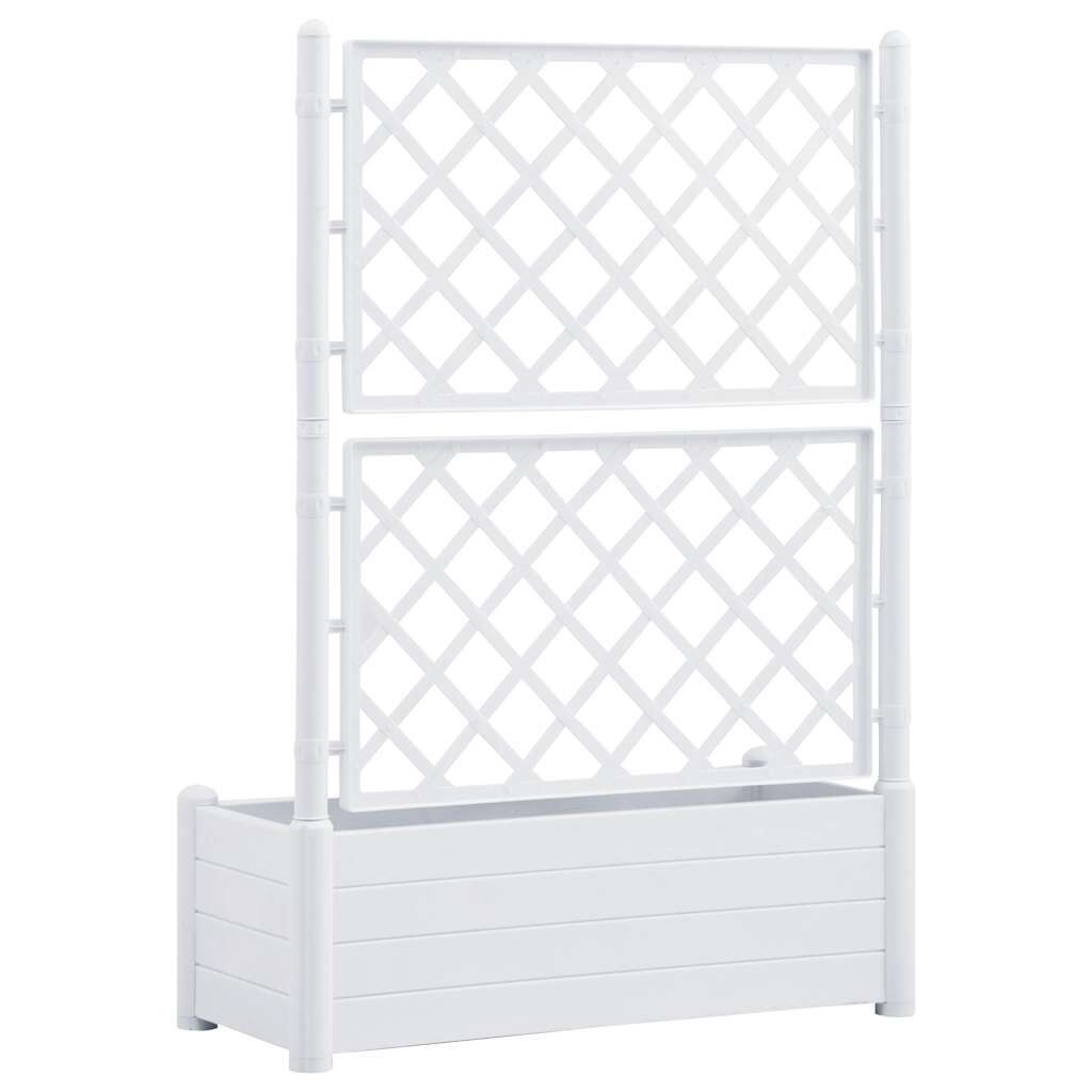 vidaXL Ζαρντινιέρα Κήπου με Καφασωτό Λευκή 100 x 43 x 142 εκ. από PP