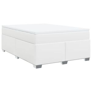vidaXL Κρεβάτι Boxspring με Στρώμα Λευκό 140x200εκ.από Συνθετικό Δέρμα