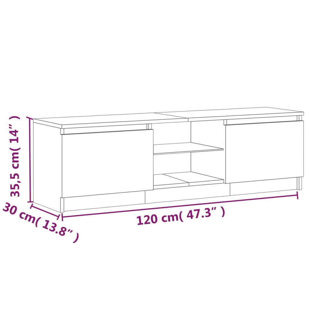 vidaXL Έπιπλο Τηλεόρασης με LED Καφέ Δρυς 120x30x35,5 εκ.