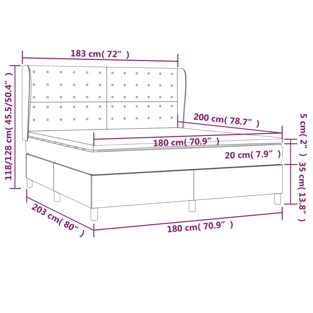 vidaXL Κρεβάτι Boxspring με Στρώμα Λευκό 180x200 εκ. Συνθετικό Δέρμα