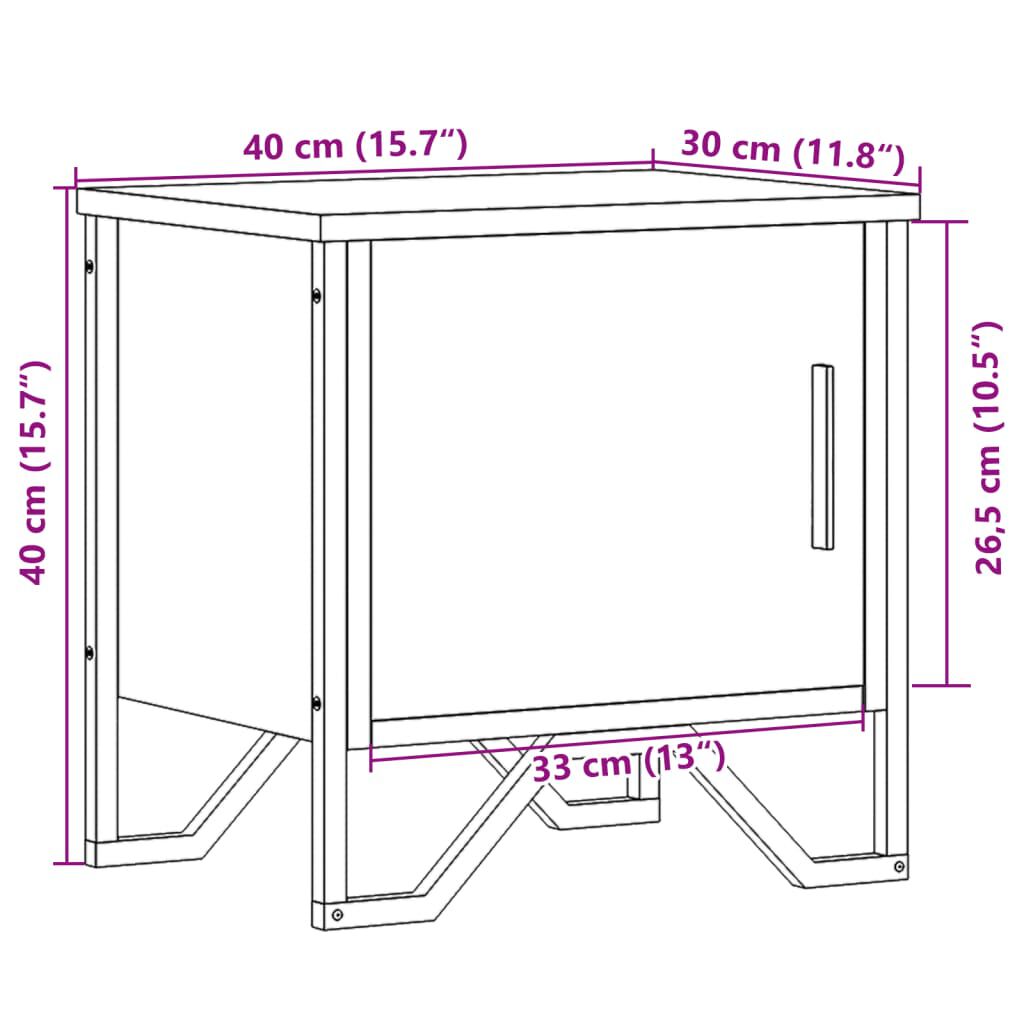 vidaXL Κομοδίνα 2 τεμ. Γκρι Sonoma 40x30x40 εκ. από Επεξεργασμένο Ξύλο
