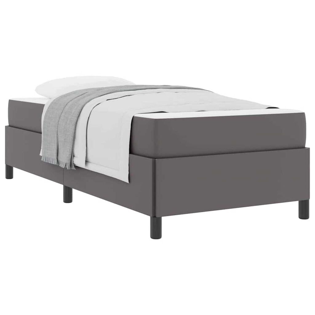 vidaXL Σκελετός κρεβατιού με στρώμα Γκρι 90 x 190 cm Τεχνητό δέρμα