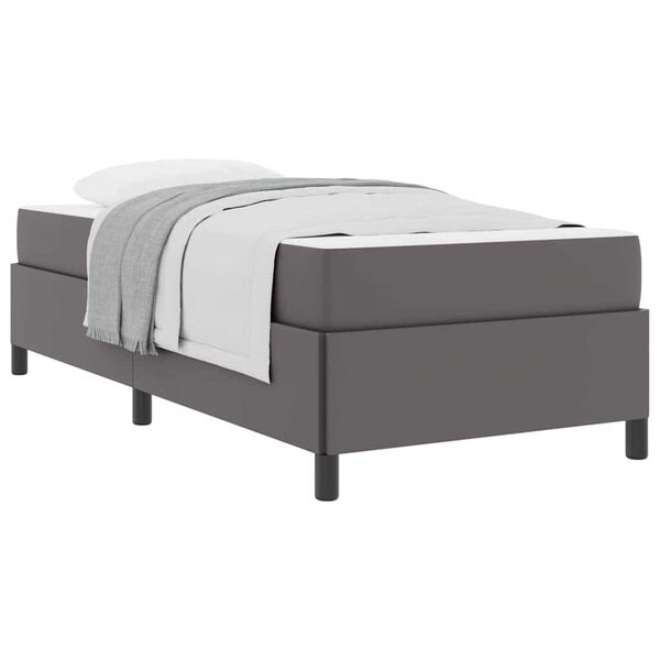 vidaXL Σκελετός κρεβατιού με στρώμα Γκρι 90 x 190 cm Τεχνητό δέρμα