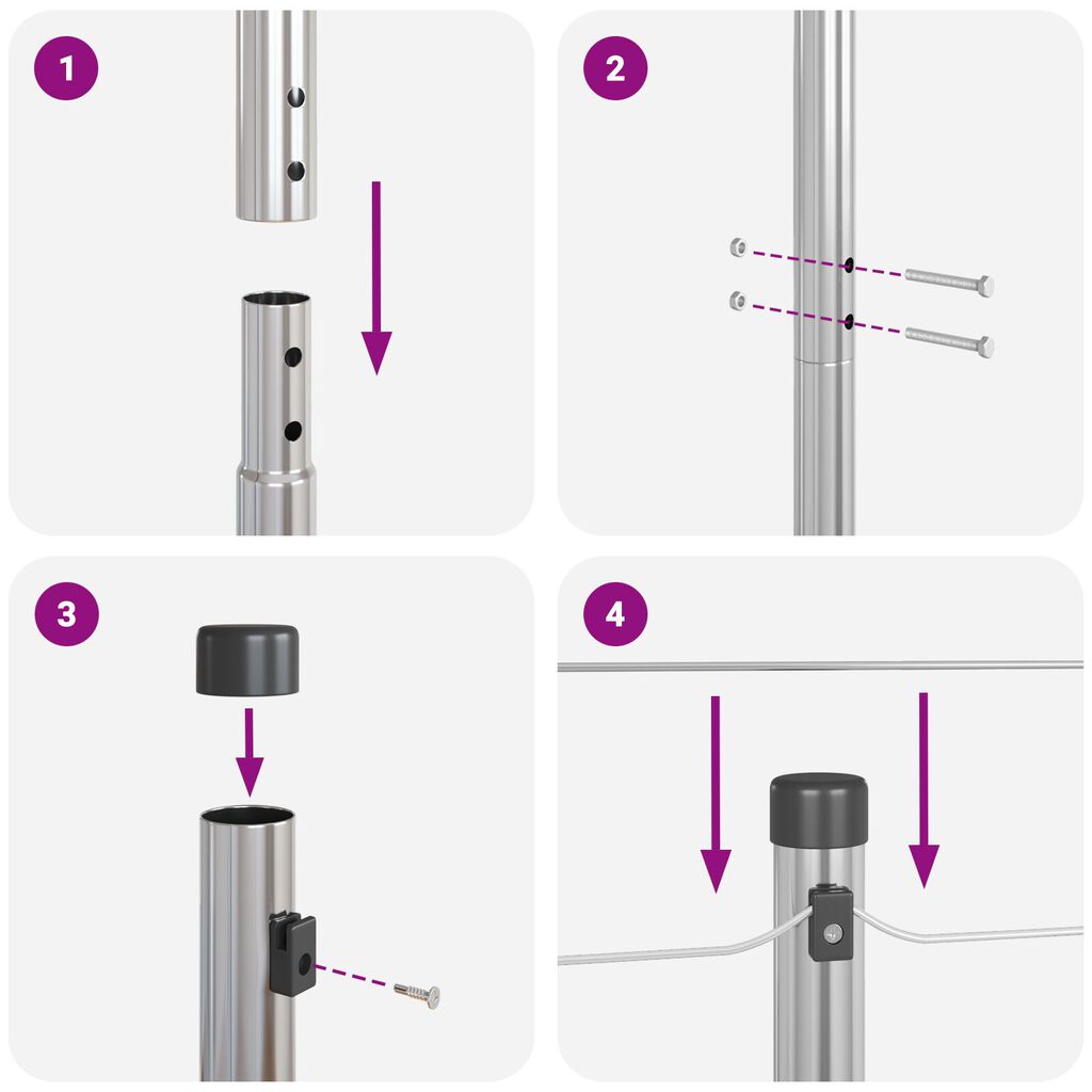 vidaXL Πόλοι φence 7 τεμ Ø32 mm 170 cm Γαλβανισμένο ατσάλι