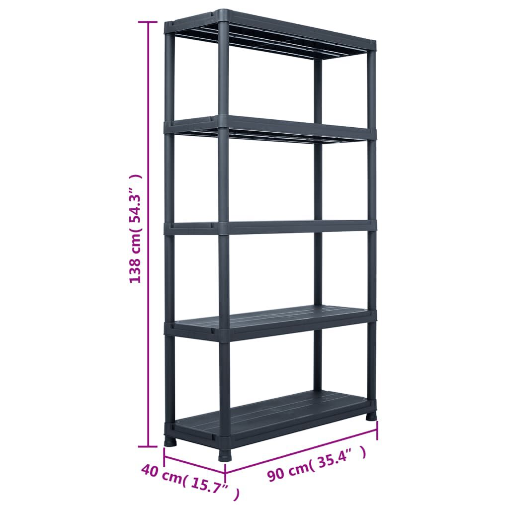vidaXL Ραφιέρα Μαύρη 220 κ. 90 x 40 x 138 εκ. Πλαστική