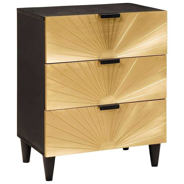 vidaXL Κομοδίνο με συρτάρι Μαύρο και Χρυσό 50 x 33 x 60 εκ