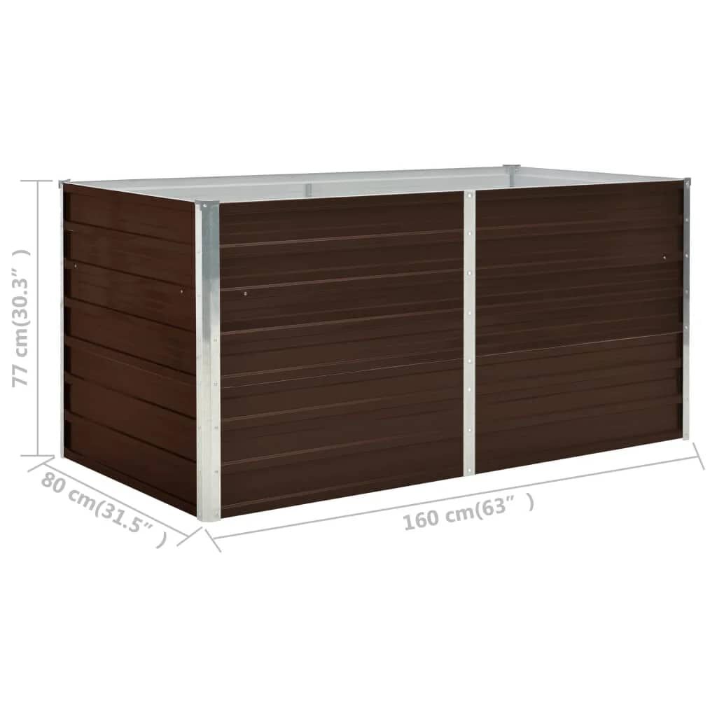 vidaXL Ζαρντινιέρα Ψηλή Καφέ 160 x 80 x 77 εκ. από Γαλβανισμένο Χάλυβα