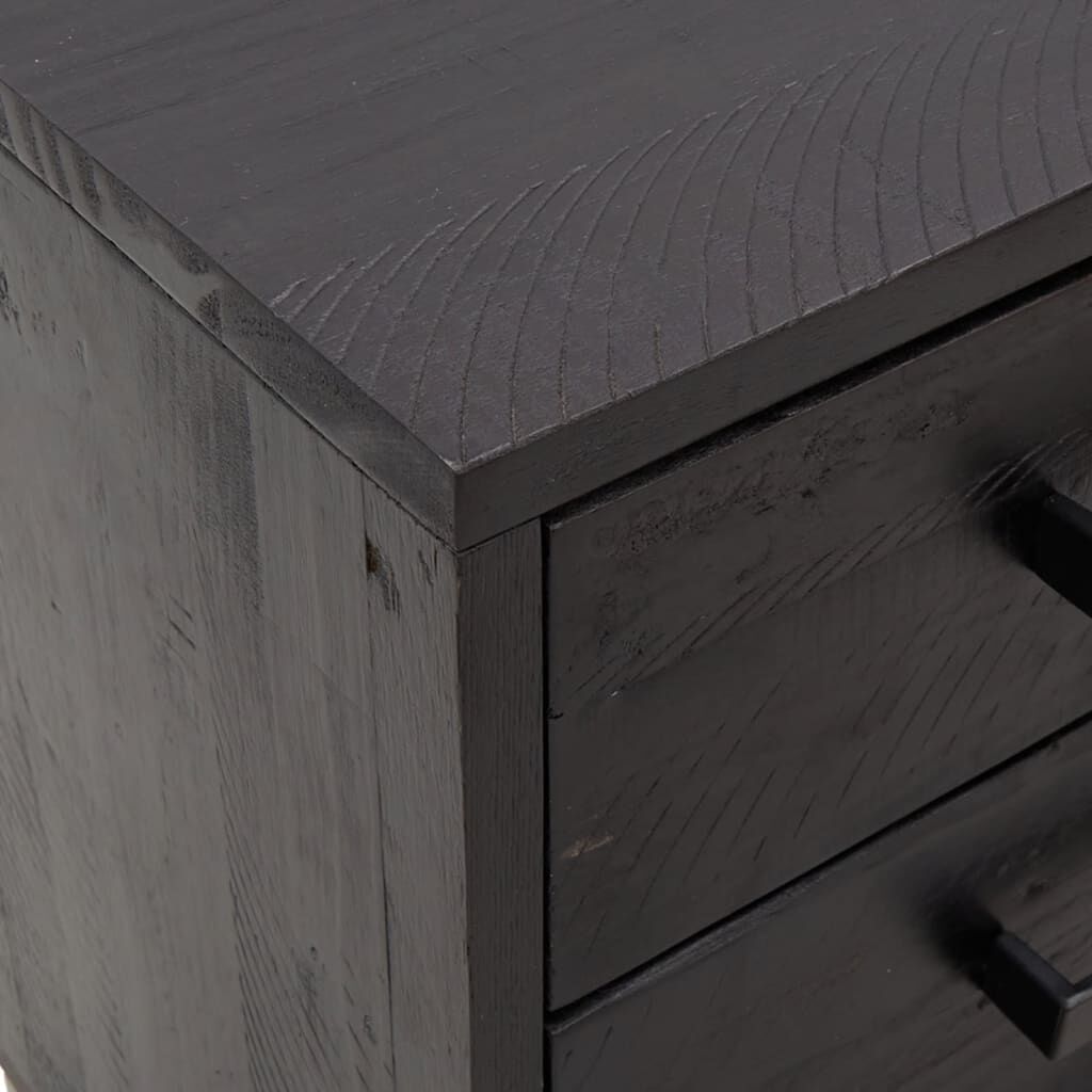 vidaXL Κομοδίνα 2 τεμ. Μαύρα 36x30x45 εκ. από Μασίφ Ξύλο Πεύκου