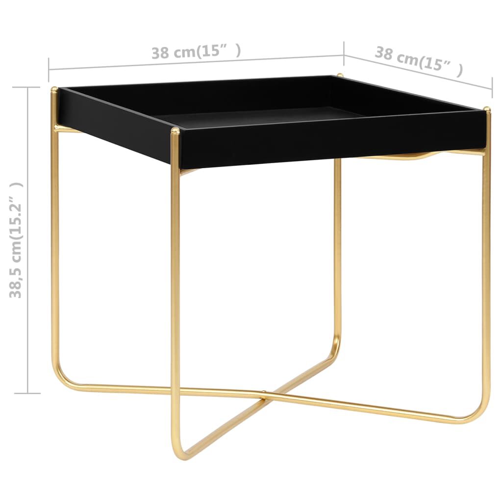 vidaXL Τραπέζι Βοηθητικό Μαύρο / Χρυσό 38 x 38 x 38,5 εκ. από MDF