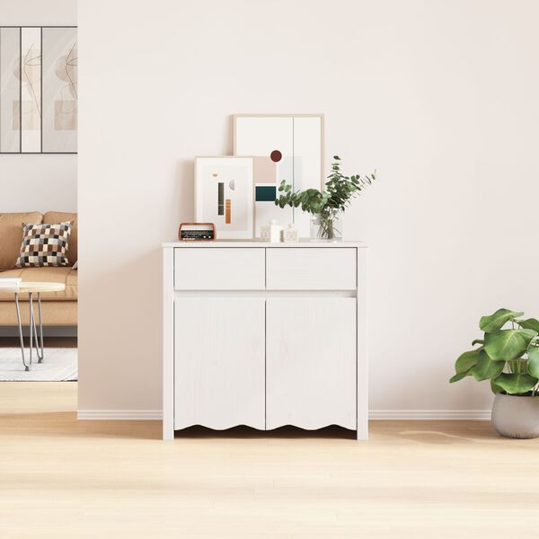 vidaXL Πλαϊνό γραφείο Λευκό 79 x 43 x 75.5 εκ Μασίφ ξύλο πεύκου