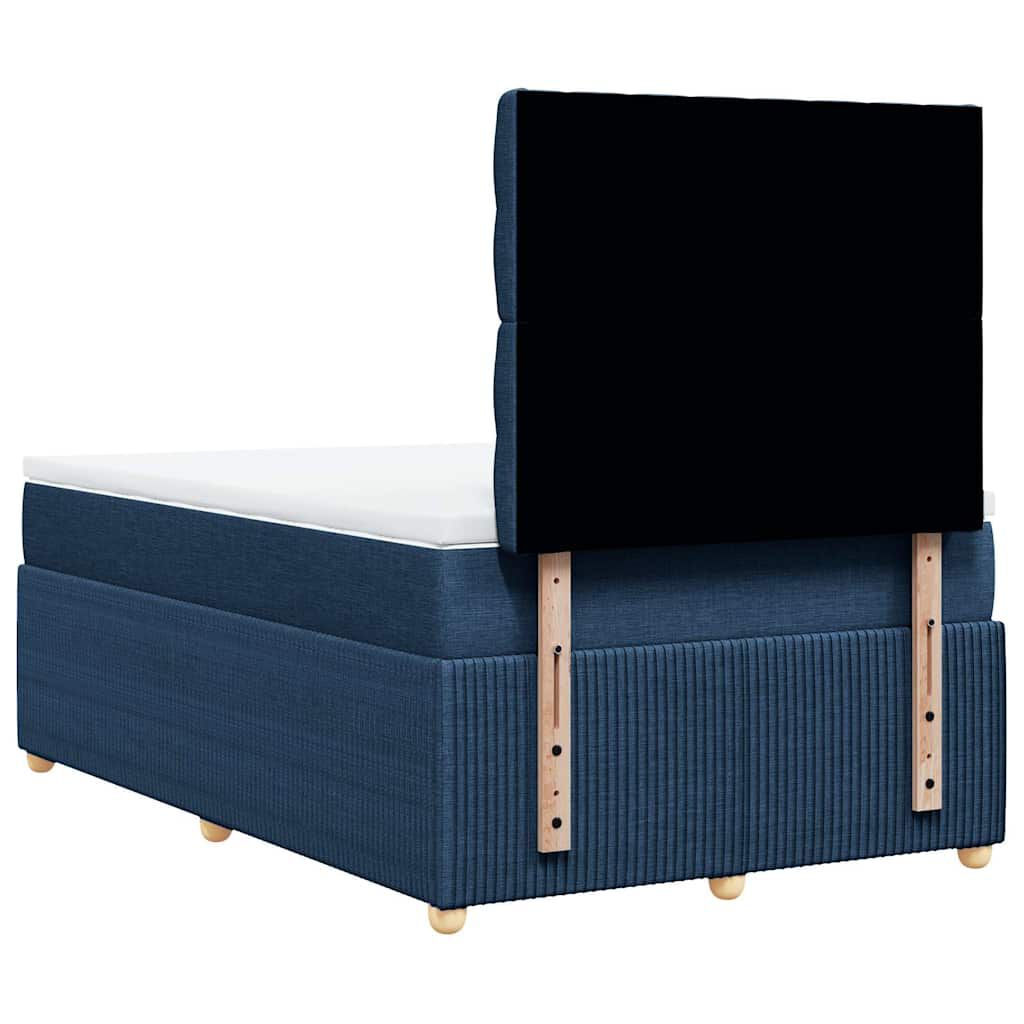 vidaXL Κρεβάτι Boxspring με Στρώμα Μπλε 120x190 εκ. Υφασμάτινο