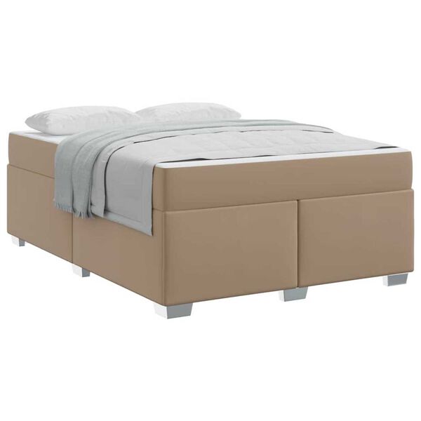 vidaXL Σκελετός Κρεβατιού Καπουτσίνο 160 x 200 cm Τεχνητό δέρμα