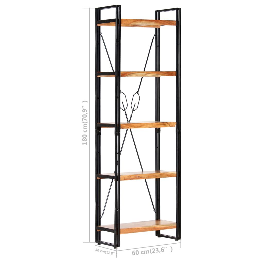 vidaXL Βιβλιοθήκη με 5 Επίπεδα 60 x 30 x 180 εκ. Μασίφ Ξύλο Ακακίας