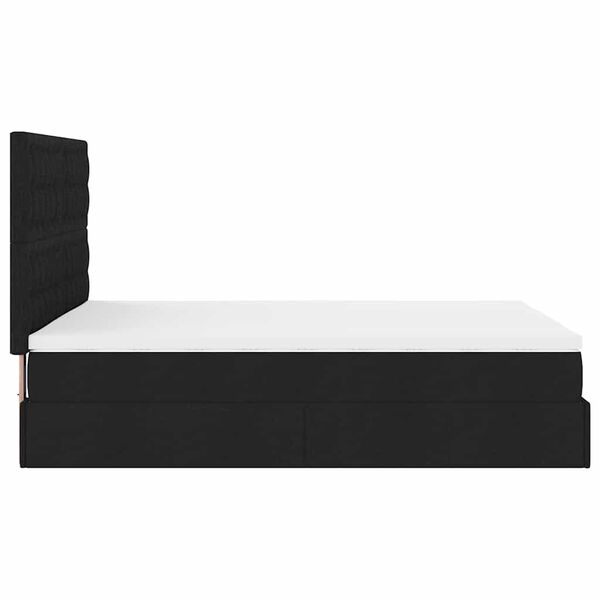 vidaXL Οθωμανικό κρεβάτι με στρώμα & LEDs Μαύρο 140x190 cm Ύφασμα