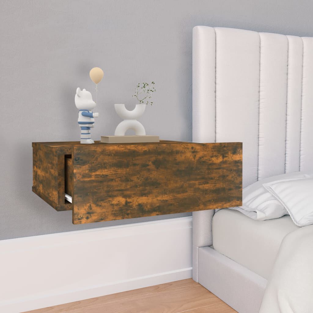 vidaXL Κομοδίνα Κρεμαστά 2 τεμ. Καπνιστή Δρυς 40x30x15εκ Επεξεργ. Ξύλο