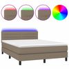 vidaXL &Kappa;&rho;&epsilon;&beta;ά&tau;&iota; Boxspring &mu;&epsilon; &Sigma;&tau;&rho;ώ&mu;&alpha; & LED Taupe 140x190 &epsilon;&kappa;. &Upsilon;&phi;&alpha;&sigma;&mu;ά&tau;&iota;&nu;&omicron;